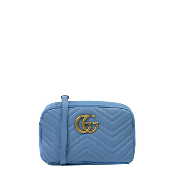 Sac Marmont Small en cuir bleu Gucci - Seconde Main / Occasion – Vintega