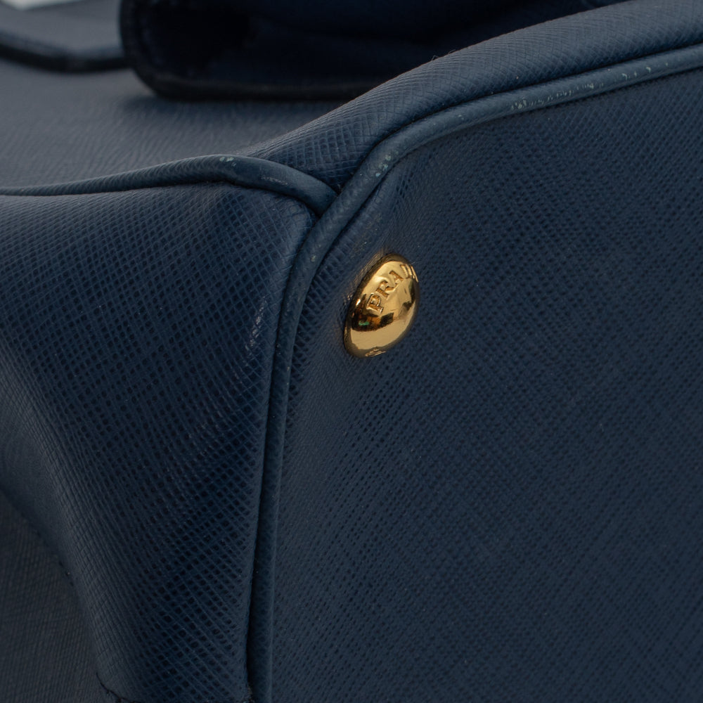 Prada Galleria Double bag in blue Saffiano leather Prada - Second Hand /  Used – Vintega