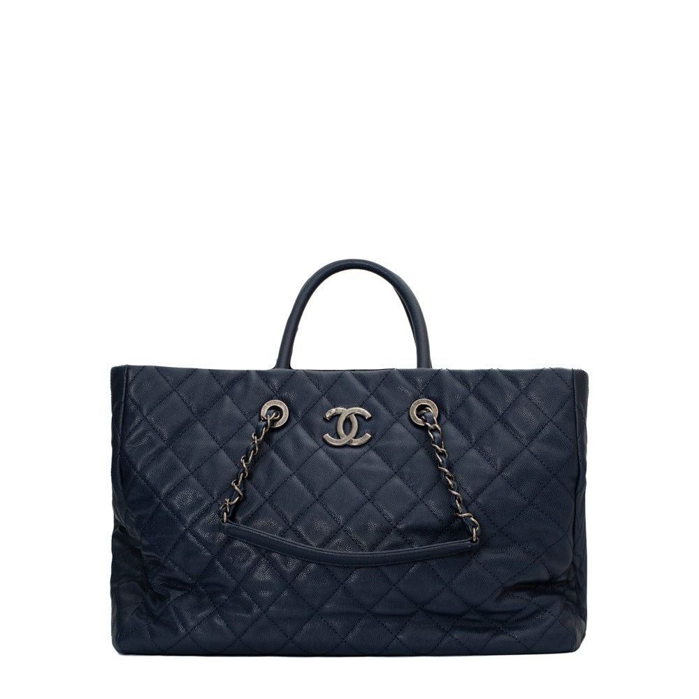chanel blue light purple navy Quilted Shoulder Bag Tote Bag canvas Ladies  Auth