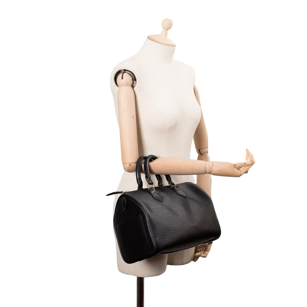 Louis Vuitton Noir Black Epi Leather Speedy 25, Luxury, Bags