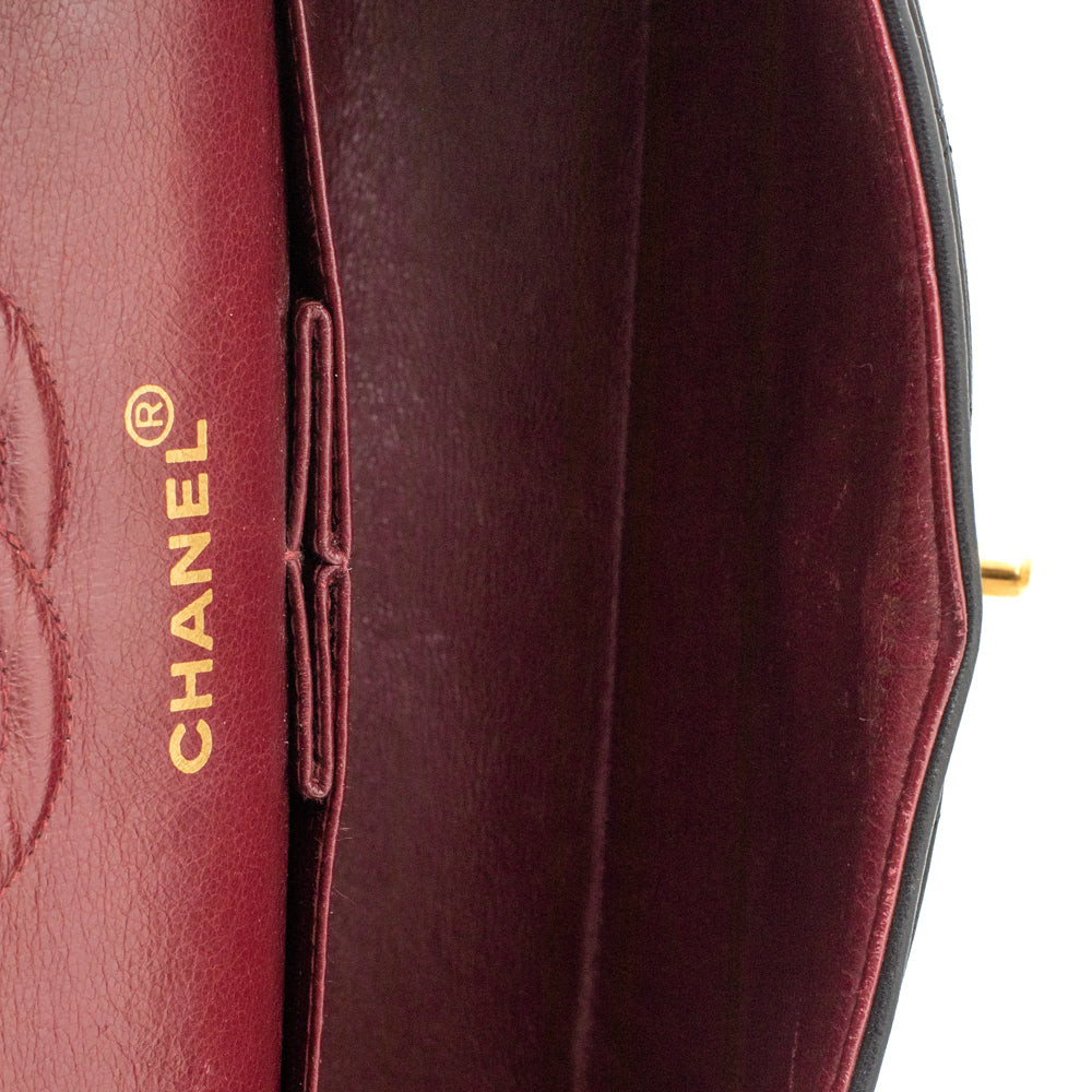 CHANEL CC Vintage Classic Medium Double Flap Calf Shoulder Bag Black