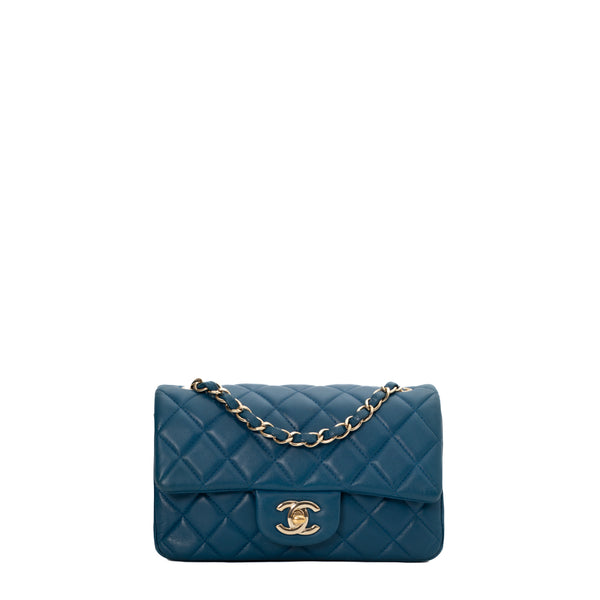 Sack Timeless Mini Rectangular aus blauem Chanel-Leder